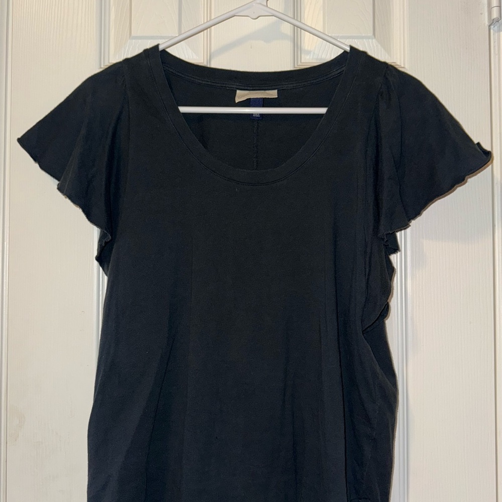 Black Ruffle Sleeve Women's Top